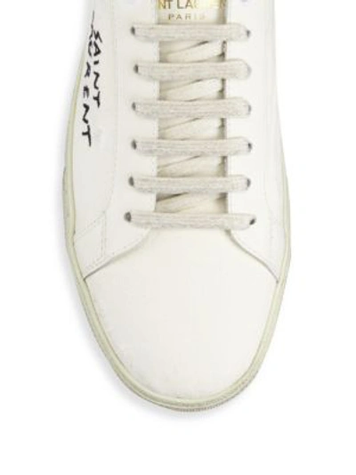 Shop Saint Laurent Leather Low-top Sneakers In Ivory Multi