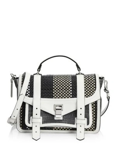 Shop Proenza Schouler Medium Mixed-woven Leather Crossbody Bag In Black