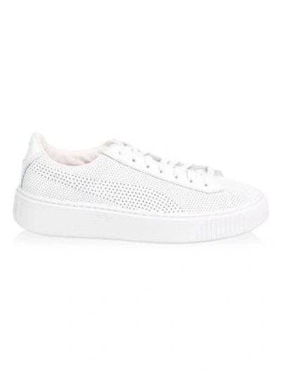Shop Puma Basket Mini Platform Low-top Sneakers In  White