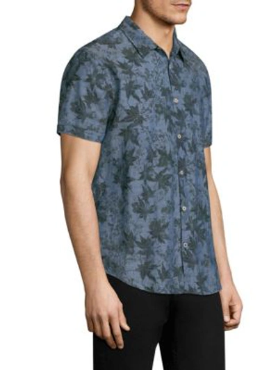 Shop John Varvatos Printed Short-sleeve Shirt In Indigo