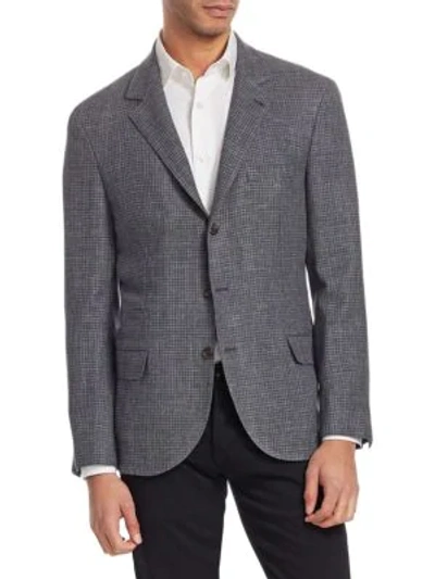 Shop Brunello Cucinelli Textured Houndstooth Jacket In Dark Gray