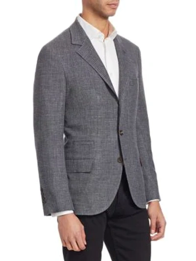 Shop Brunello Cucinelli Textured Houndstooth Jacket In Dark Gray