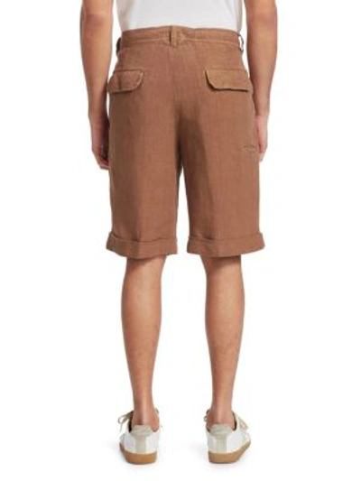 Shop Brunello Cucinelli Linen Shorts In Sequoia