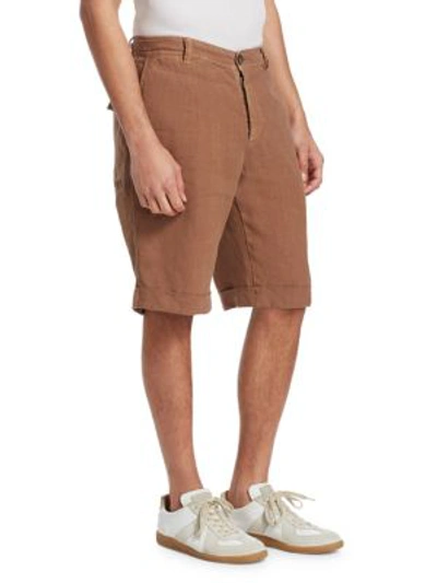 Shop Brunello Cucinelli Linen Shorts In Sequoia
