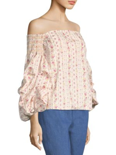 Shop Petersyn Audrey Off-the-shoulder Top In Trellis