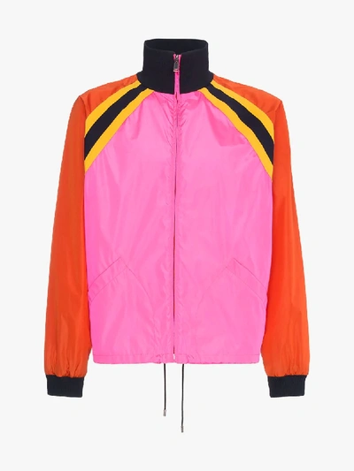 Shop Gucci Logo Print Shell Jacket In Pink