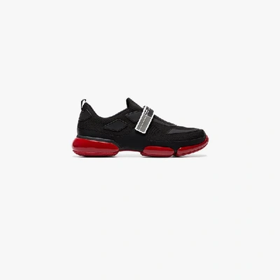 Shop Prada Touch Strap Fastening Sneakers In Black