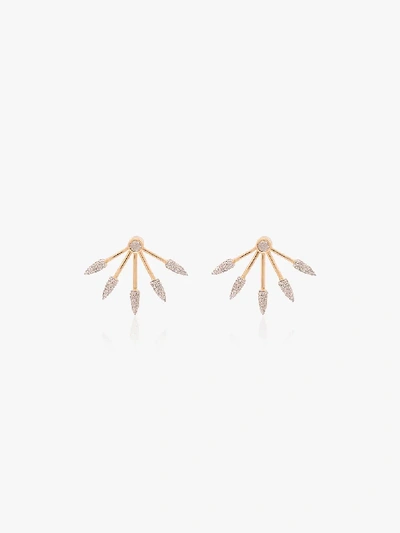 Shop Pamela Love Gold Diamond Five Spike Earrings In Metallic