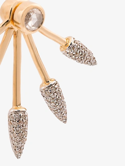 Shop Pamela Love Gold Diamond Five Spike Earrings In Metallic