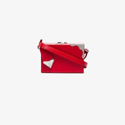 Shop Calvin Klein 205w39nyc Mini Leather Box Clutch In Red