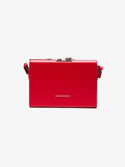 Shop Calvin Klein 205w39nyc Mini Leather Box Clutch In Red