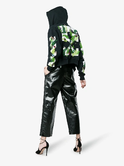 Shop Off-white Floral Embroidered Hoodie In Black