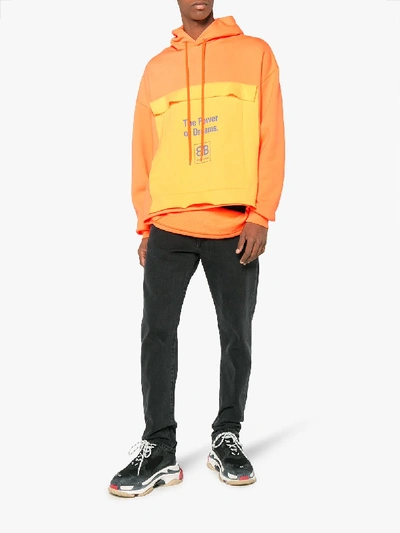 Balenciaga The Power Of Dreams Patch Double Hem Hooded Sweatshirt In Orange  | ModeSens