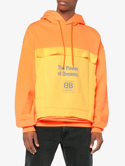 Balenciaga The Power Of Dreams Patch Double Hem Hooded Sweatshirt In Orange  | ModeSens