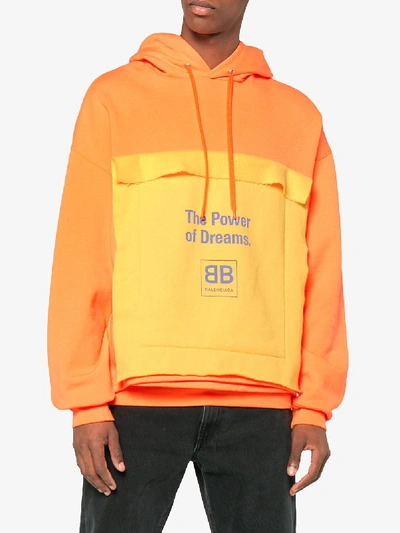 Balenciaga The Power Of Dreams Patch Double Hem Hooded Sweatshirt In Orange ModeSens