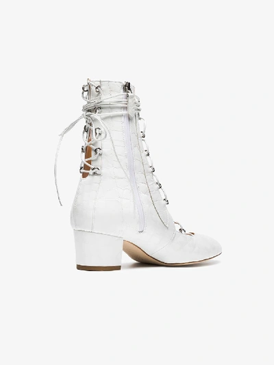 Shop Liudmila White Croc Drury Lane 50 Leather Lace Up Boots