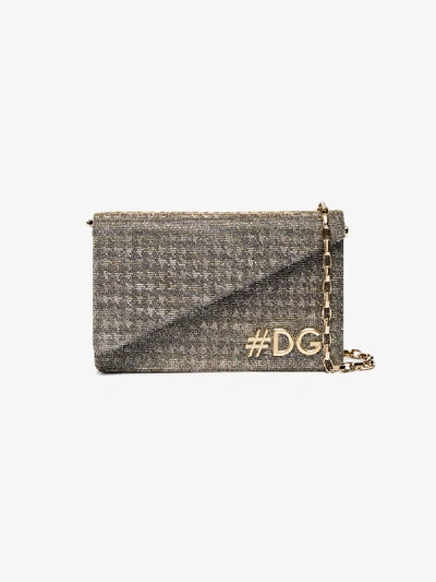 Shop Dolce & Gabbana Silver Dg Girls Glitter Clutch Bag In Metallic