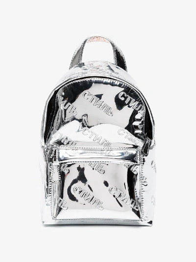 Shop Heron Preston Mirrored Cotton Backpack In Metallic