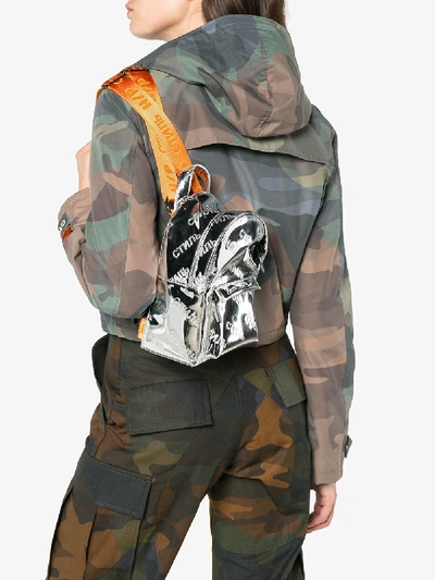 Shop Heron Preston Mirrored Cotton Backpack In Metallic