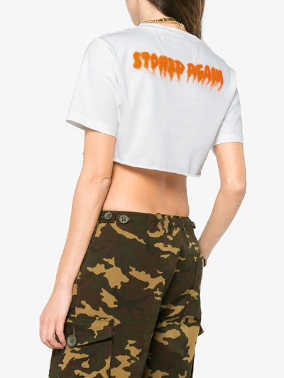 Shop Heron Preston Stoned Again Cropped T Shirt In White