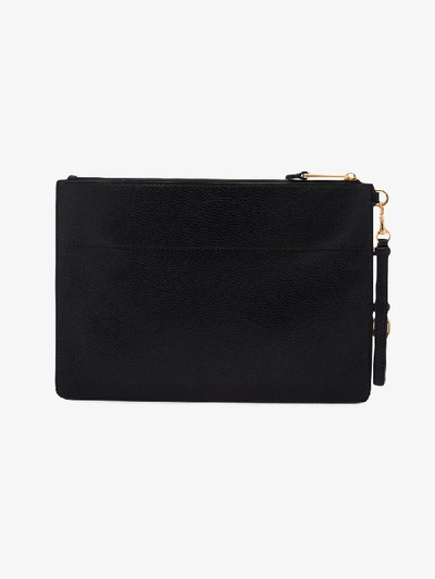 Shop Moschino Black Logo Leather Pouch