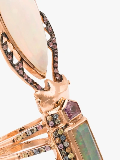 Shop Daniela Villegas 18k Rose Gold And Multicoloured Aurae Opal And Sapphire Ring In Metallic