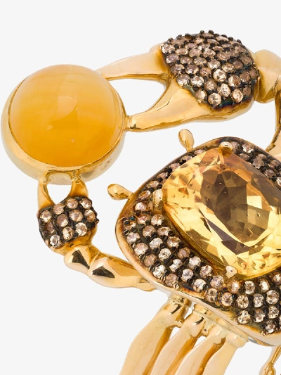 Shop Daniela Villegas 18k Yellow Gold Thalasa Diamond Sapphire Ring In Metallic