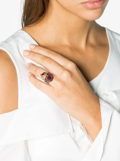 Shop Daniela Villegas 18k Rose Gold Medium Rhino Beetle Sapphire Ring In Pink