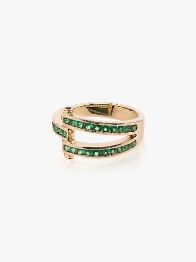 Shop Retrouvai 14k Yellow Gold Magna Emerald Ring In Metallic