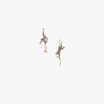 Shop Bibi Van Der Velden 18k Rose Gold Monkey And Banana Earrings In Metallic