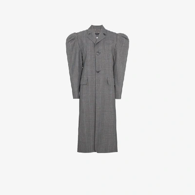 Shop Blindness Puff Sleeve Single Breasted Coat In Grey