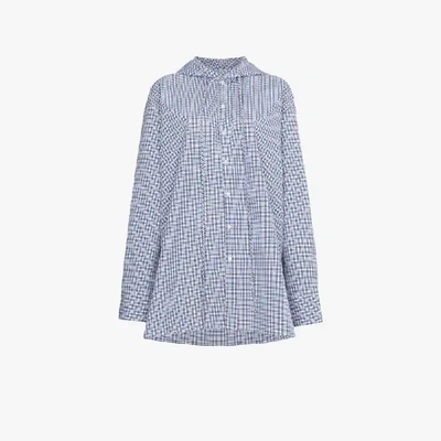 Shop Blindness Check Shirt With Hood In Blue