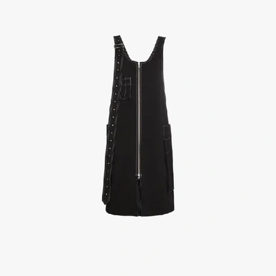 Shop Blindness Cotton Zip Dress With Contrasting Stitching In Black