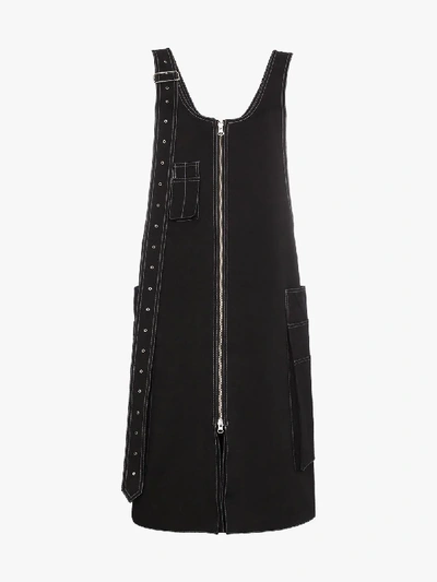 Shop Blindness Cotton Zip Dress With Contrasting Stitching In Black