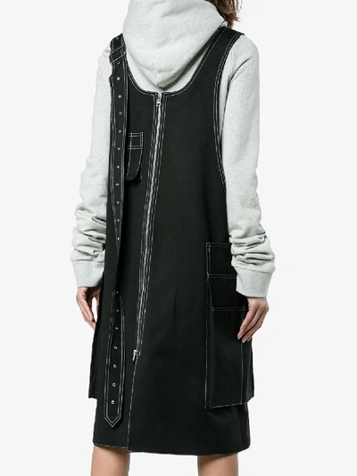 Shop Blindness Cotton Zip Dress With Contrasting Stitching In Black