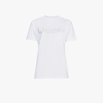 Shop Ashish Diamante Queer T Shirt In White