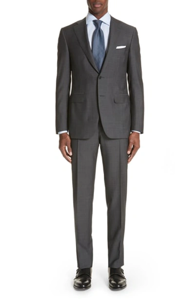 Shop Canali Capri Classic Fit Solid Wool Suit In Grey