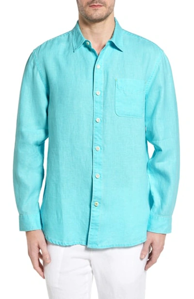 Shop Tommy Bahama 'sea Glass Breezer' Original Fit Linen Shirt In Clear Ocean