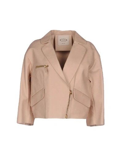 Shop Tod's Woman Jacket Light Pink Size 6 Calfskin