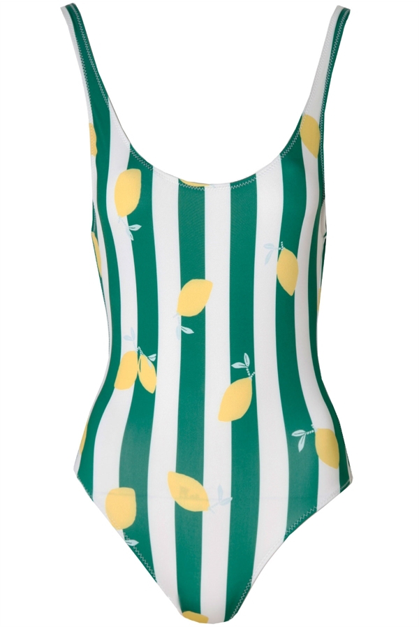 solid and striped lemon one piece