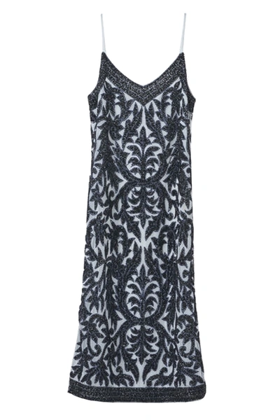 Shop Ganni Colby Sequins Slip Dress In Blue, Grey