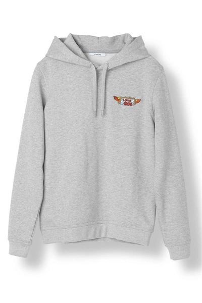 Shop Ganni Hotdog Hoodie Paloma Melange In Grey