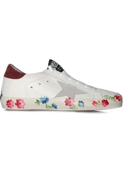 Shop Golden Goose Sneakers Superstar White Bordeaux Hand Painted Sole In White, Golden, Red, Grey