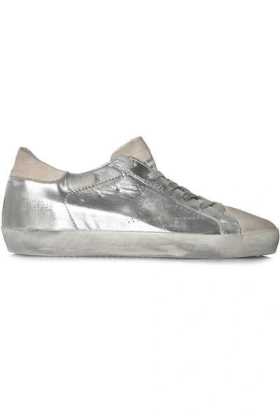 Shop Golden Goose Sneakers Superstar Silver Skate In Silver, Golden