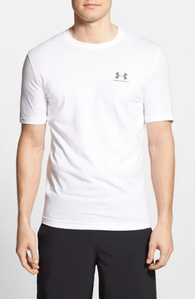 Shop Under Armour 'sportstyle' Charged Cotton Loose Fit Logo T-shirt In White/ Graphite