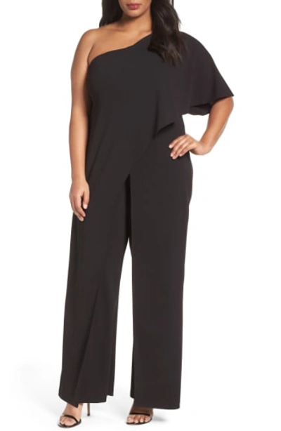 Shop Adrianna Papell One-shoulder Jumpsuit In Black