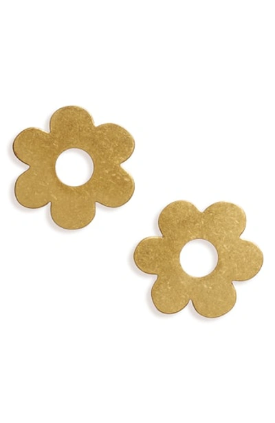 Shop Madewell Daisy Cutout Post Earrings In Vintage Gold