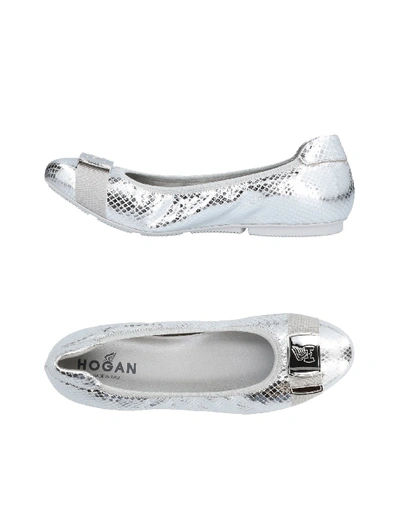 Shop Hogan Ballet Flats In Silver
