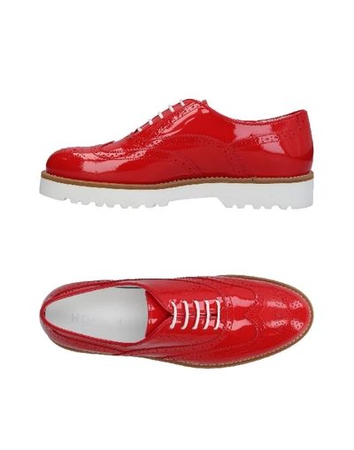 Shop Hogan Woman Lace-up Shoes Red Size 7.5 Leather
