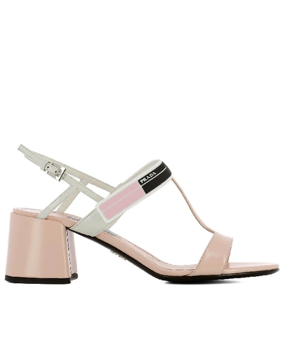 Shop Prada Pink Leather Sandals